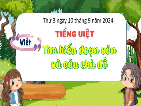 Bài giảng Tiếng Việt Lớp 4 - Tuần 1, Viết: Tìm hiểu đoạn văn và câu chủ đề (Tiết 1) - Năm học 2024-2025