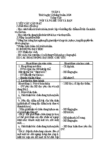 Kế hoạch bài dạy Lớp 4 - Tuần 1 (Thứ 5, 6) - Năm học 2024-2025 - Trần Thị Hồng Hạnh