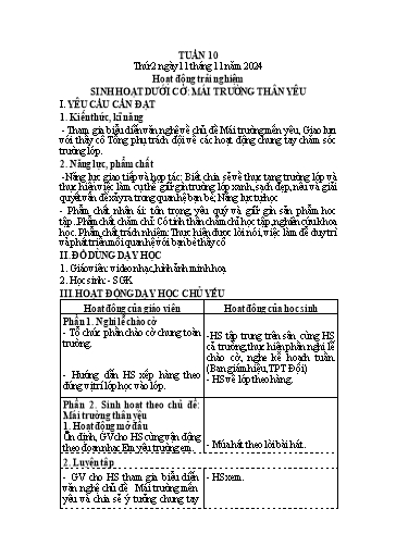 Kế hoạch bài dạy Lớp 4 - Tuần 10 (Thứ 2, 3, 4) - Năm học 2024-2025 - Trần Thị Hồng Hạnh