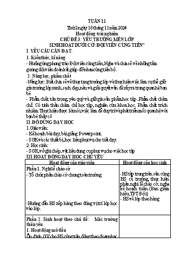 Kế hoạch bài dạy Lớp 4 - Tuần 11 (Thứ 2, 3, 4) - Năm học 2024-2025 - Cao Thị Thủy