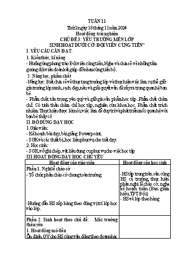 Kế hoạch bài dạy Lớp 4 - Tuần 11 (Thứ 2, 3, 4) - Năm học 2024-2025 - Hà Thị Lê Na
