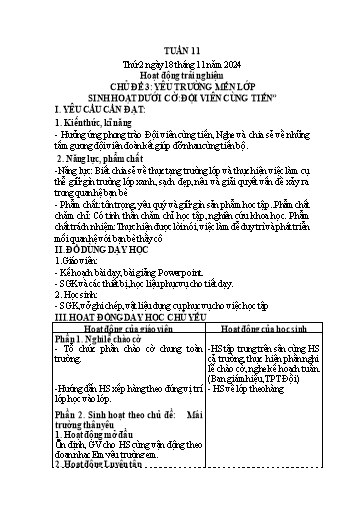 Kế hoạch bài dạy Lớp 4 - Tuần 11 (Thứ 2, 3, 4) - Năm học 2024-2025 - Trần Thị Hồng Hạnh