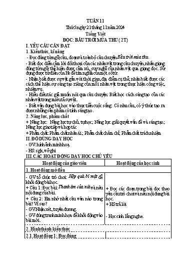 Kế hoạch bài dạy Lớp 4 - Tuần 11 (Thứ 5, 6) - Năm học 2024-2025 - Cao Thị Thủy