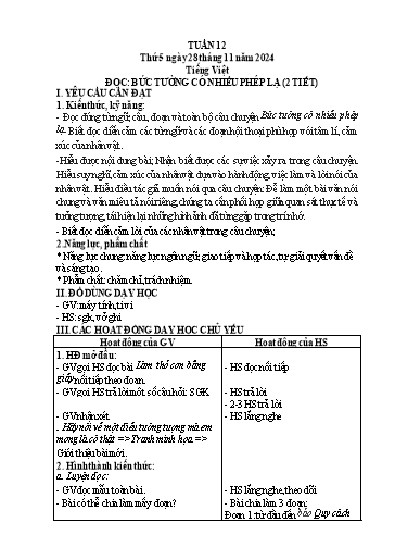 Kế hoạch bài dạy Lớp 4 - Tuần 12 (Thứ 5, 6) - Năm học 2024-2025 - Cao Thị Thủy