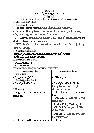 Kế hoạch bài dạy Lớp 4 - Tuần 12 (Thứ 5, 6) - Năm học 2024-2025 - Hà Thị Mỹ Hướng