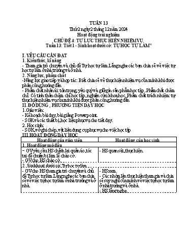 Kế hoạch bài dạy Lớp 4 - Tuần 13 (Thứ 2, 3, 4) - Năm học 2024-2025 - Cao Thị Thủy
