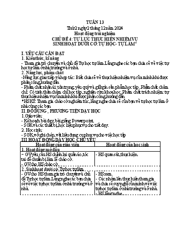 Kế hoạch bài dạy Lớp 4 - Tuần 13 (Thứ 2, 3, 4) - Năm học 2024-2025 - Hà Thị Mỹ Hướng