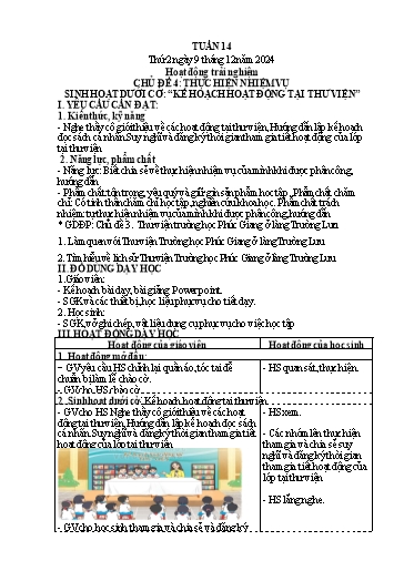 Kế hoạch bài dạy Lớp 4 - Tuần 14 (Thứ 2, 3, 4) - Năm học 2024-2025 - Cao Thị Thủy