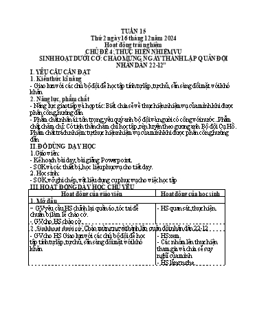 Kế hoạch bài dạy Lớp 4 - Tuần 15 (Thứ 2, 3, 4) - Năm học 2024-2025 - Cao Thị Thủy