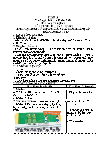 Kế hoạch bài dạy Lớp 4 - Tuần 15 (Thứ 2, 3, 4) - Năm học 2024-2025 - Trần Thị Hồng Hạnh