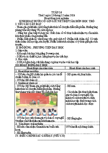 Kế hoạch bài dạy Lớp 4 - Tuần 16 (Thứ 2, 3, 4) - Năm học 2024-2025 - Hà Thị Lê Na