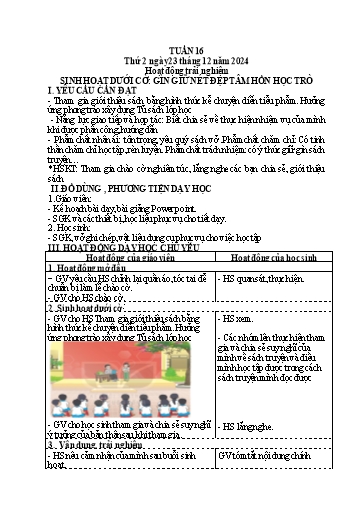 Kế hoạch bài dạy Lớp 4 - Tuần 16 (Thứ 2, 3, 4) - Năm học 2024-2025 - Hà Thị Mỹ Hướng