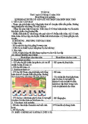 Kế hoạch bài dạy Lớp 4 - Tuần 16 (Thứ 2, 3, 4) - Năm học 2024-2025 - Trần Thị Hồng Hạnh