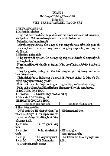 Kế hoạch bài dạy Lớp 4 - Tuần 16 (Thứ 5, 6) - Năm học 2024-2025 - Hà Thị Lê Na