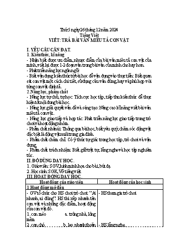Kế hoạch bài dạy Lớp 4 - Tuần 16 (Thứ 5, 6) - Năm học 2024-2025 - Trần Thị Hồng Hạnh