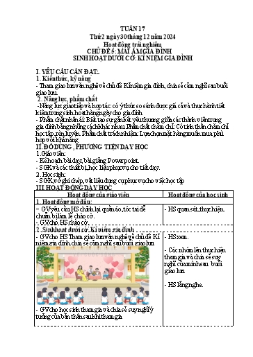 Kế hoạch bài dạy Lớp 4 - Tuần 17 (Thứ 2, 3, 4) - Năm học 2024-2025 - Hà Thị Lê Na