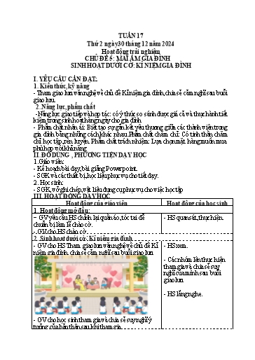 Kế hoạch bài dạy Lớp 4 - Tuần 17 (Thứ 2, 3) - Năm học 2024-2025 - Trần Thị Hồng Hạnh