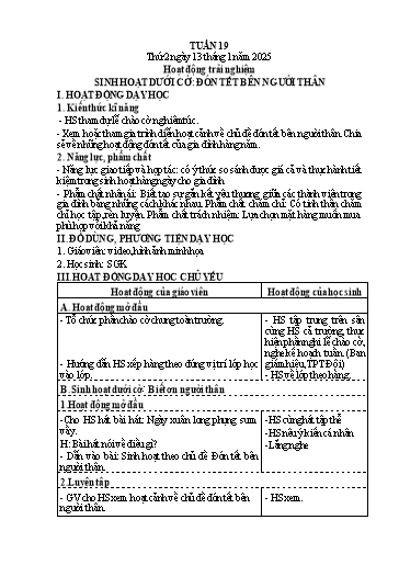 Kế hoạch bài dạy Lớp 4 - Tuần 19 (Thứ 2, 3, 4) - Năm học 2024-2025 - Hà Thị Lê Na