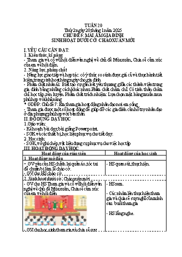Kế hoạch bài dạy Lớp 4 - Tuần 20 (Thứ 2, 3, 4) - Năm học 2024-2025 - Cao Thị Thủy