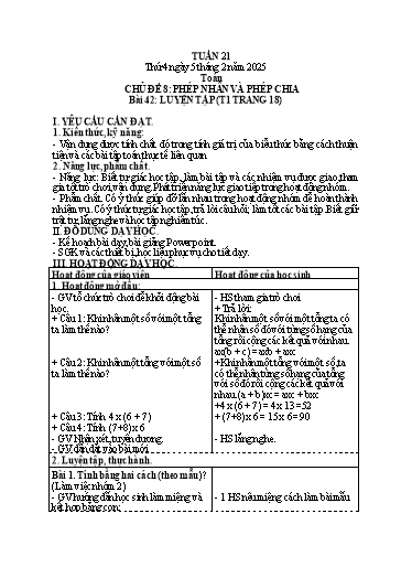 Kế hoạch bài dạy Lớp 4 - Tuần 21 (Thứ 4) - Năm học 2024-2025 - Trần Thị Hồng Hạnh