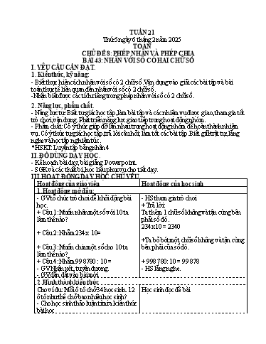 Kế hoạch bài dạy Lớp 4 - Tuần 21 (Thứ 5, 6) - Năm học 2024-2025 - Hà Thị Mỹ Hướng