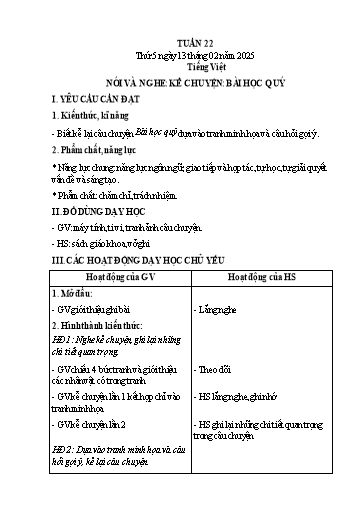 Kế hoạch bài dạy Lớp 4 - Tuần 22 (Thứ 5, 6) - Năm học 2024-2025 - Hà Thị Lê Na