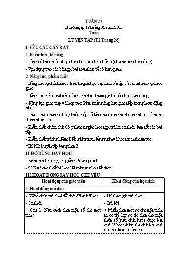 Kế hoạch bài dạy Lớp 4 - Tuần 22 (Thứ 5, 6) - Năm học 2024-2025 - Hà Thị Mỹ Hướng
