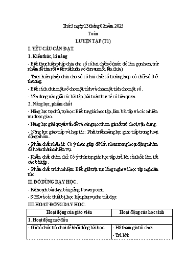Kế hoạch bài dạy Lớp 4 - Tuần 22 (Thứ 5, 6) - Năm học 2024-2025 - Trần Thị Hồng Hạnh