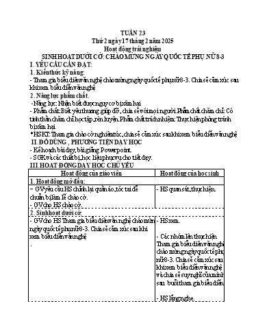 Kế hoạch bài dạy Lớp 4 - Tuần 23 (Thứ 2, 3, 4) - Năm học 2024-2025 - Hà Thị Mỹ Hướng