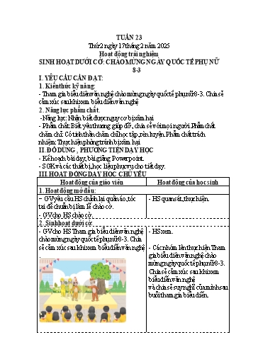 Kế hoạch bài dạy Lớp 4 - Tuần 23 (Thứ 2, 3, 4) - Năm học 2024-2025 - Trần Thị Hồng Hạnh