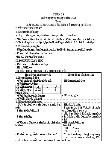 Kế hoạch bài dạy Lớp 4 - Tuần 23 (Thứ 5, 6) - Năm học 2024-2025 - Hà Thị Mỹ Hướng