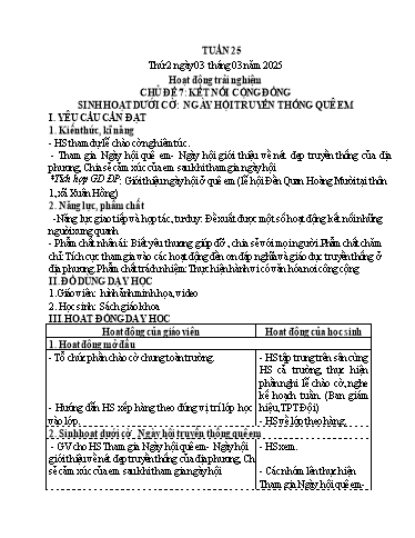 Kế hoạch bài dạy Lớp 4 - Tuần 25 (Thứ 2, 3, 4) - Năm học 2024-2025 - Cao Thị Thủy