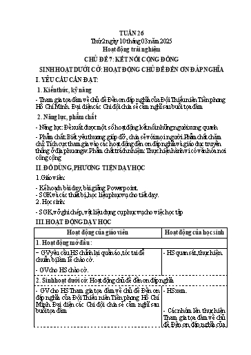 Kế hoạch bài dạy Lớp 4 - Tuần 26 (Thứ 2, 3, 4) - Năm học 2024-2025 - Cao Thị Thủy