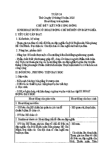 Kế hoạch bài dạy Lớp 4 - Tuần 26 (Thứ 2, 3, 4) - Năm học 2024-2025 - Hà Thị Lê Na