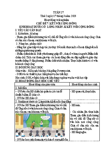 Kế hoạch bài dạy Lớp 4 - Tuần 27 (Thứ 2, 3, 4) - Năm học 2024-2025 - Cao Thị Thủy