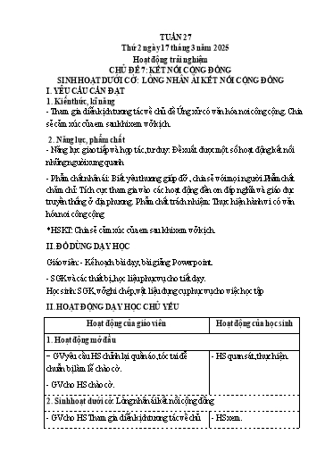 Kế hoạch bài dạy Lớp 4 - Tuần 27 (Thứ 2, 3, 4) - Năm học 2024-2025 - Hà Thị Mỹ Hướng
