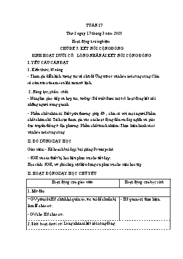 Kế hoạch bài dạy Lớp 4 - Tuần 27 (Thứ 2, 3, 4) - Năm học 2024-2025 - Trần Thị Hồng Hạnh