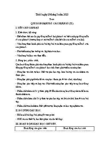 Kế hoạch bài dạy Lớp 4 - Tuần 27 (Thứ 5, 6) - Năm học 2024-2025 - Trần Thị Hồng Hạnh