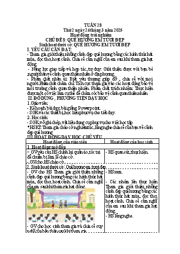 Kế hoạch bài dạy Lớp 4 - Tuần 28 (Thứ 2, 3, 4) - Năm học 2024-2025 - Hà Thị Mỹ Hướng