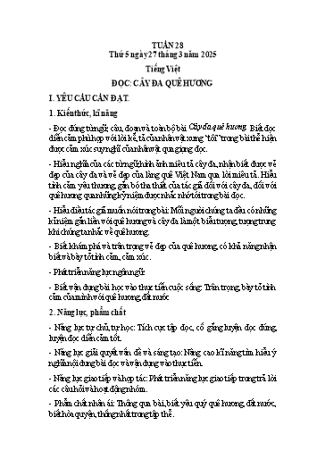 Kế hoạch bài dạy Lớp 4 - Tuần 28 (Thứ 5, 6) - Năm học 2024-2025 - Hà Thị Mỹ Hướng