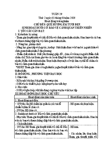 Kế hoạch bài dạy Lớp 4 - Tuần 29 - Năm học 2024-2025 - Hà Thị Mỹ Hướng