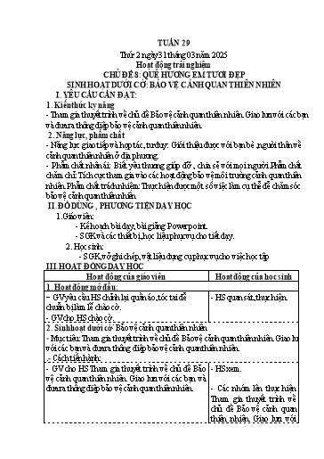 Kế hoạch bài dạy Lớp 4 - Tuần 29 (Thứ 2, 3, 4) - Năm học 2024-2025 - Cao Thị Thủy