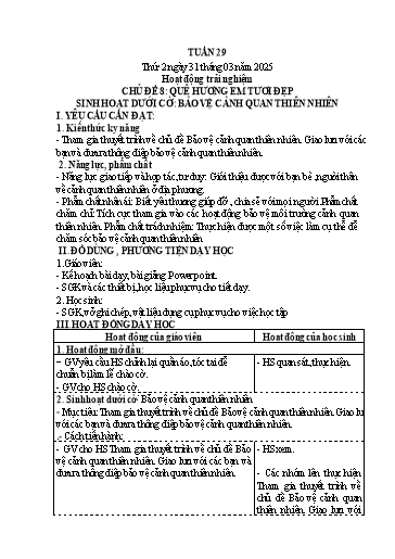 Kế hoạch bài dạy Lớp 4 - Tuần 29 (Thứ 2, 3, 4) - Năm học 2024-2025 - Hà Thị Lê Na