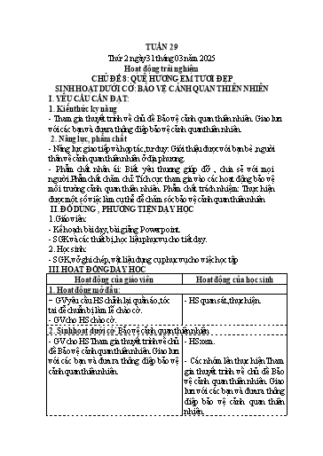 Kế hoạch bài dạy Lớp 4 - Tuần 29 (Thứ 2, 3, 4) - Năm học 2024-2025 - Trần Thị Hồng Hạnh