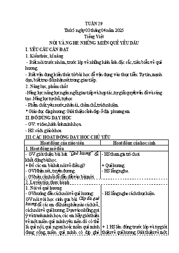 Kế hoạch bài dạy Lớp 4 - Tuần 29 (Thứ 5, 6) - Năm học 2024-2025 - Hà Thị Lê Na