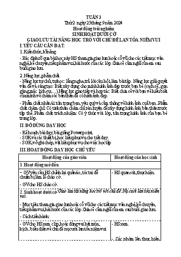 Kế hoạch bài dạy Lớp 4 - Tuần 3 (Thứ 2, 3, 4) - Năm học 2024-2025 - Cao Thị Thủy