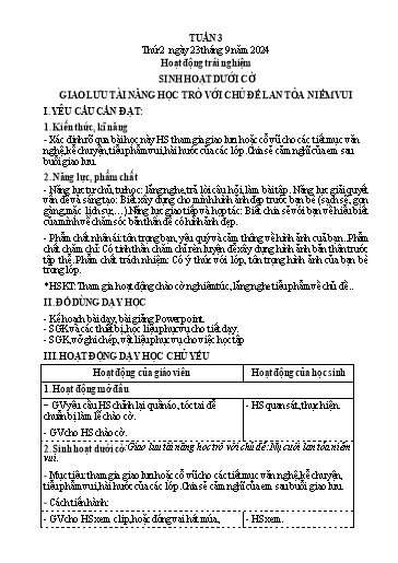 Kế hoạch bài dạy Lớp 4 - Tuần 3 (Thứ 2, 3) - Năm học 2024-2025 - Hà Thị Mỹ Hướng