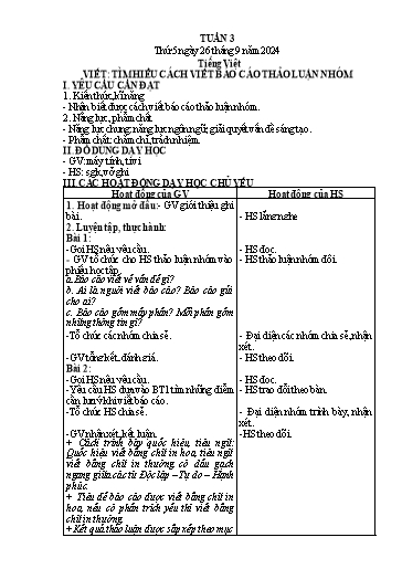 Kế hoạch bài dạy Lớp 4 - Tuần 3 (Thứ 5, 6) - Năm học 2024-2025 - Hà Thị Lê Na