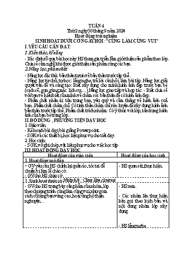 Kế hoạch bài dạy Lớp 4 - Tuần 4 (Thứ 2, 3, 4) - Năm học 2024-2025 - Cao Thị Thủy