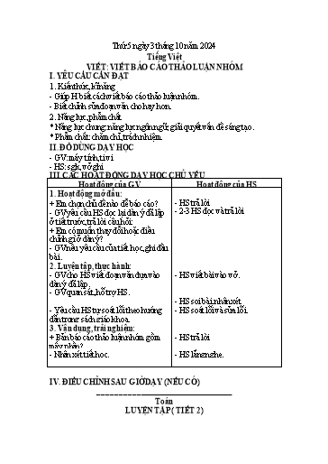 Kế hoạch bài dạy Lớp 4 - Tuần 4 (Thứ 5, 6) - Năm học 2024-2025 - Trần Thị Hồng Hạnh